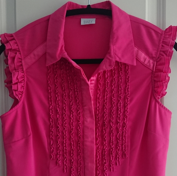 Hot pink sleeveless blouse size M - Picture 1 of 7